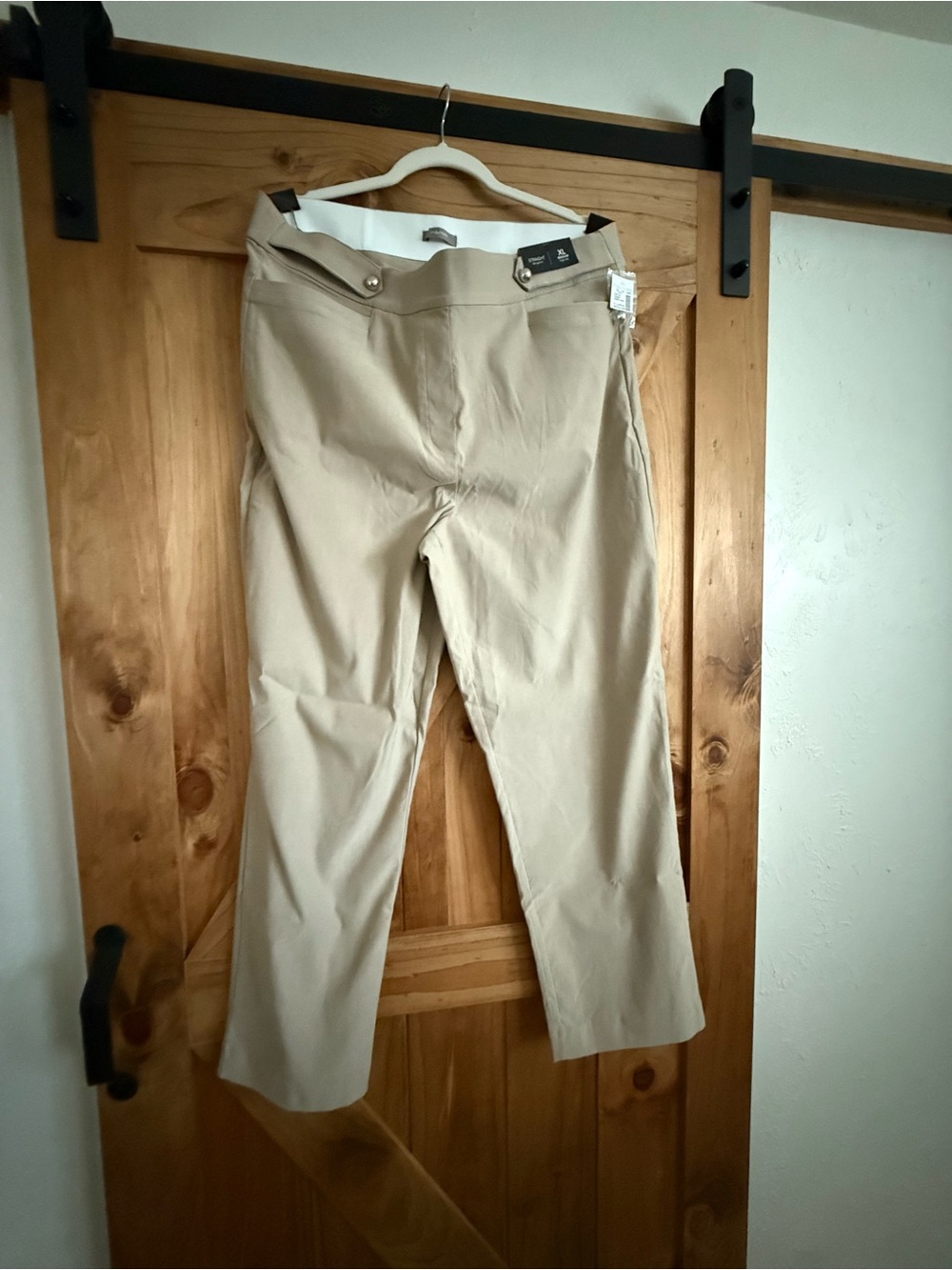 Button Tab High Rise Straight Pant